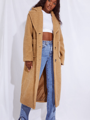 Tall Camel Maxi Borg Coat