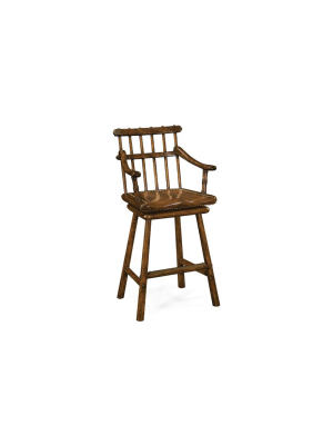 Rustic Style Dark Oak Bar Stool