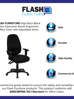 Flash Furniture High Back Black Fabric Executive Swivel Ergonomic Office Chair With Adjustable Arms