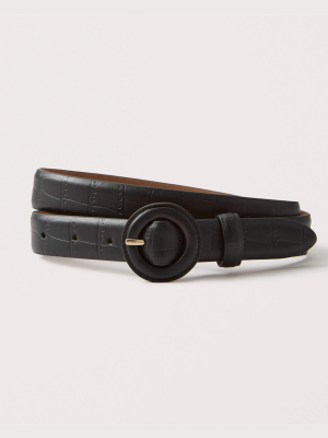 Leather Covered Skinny Belt