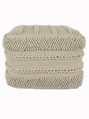 Winifred Square Pouf White - Décor Therapy