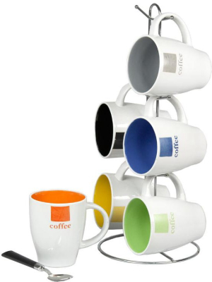 Home Basics 6 Piece Mug Set With Stand