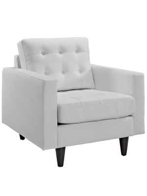 Empress Bonded Leather Armchair White - Modway