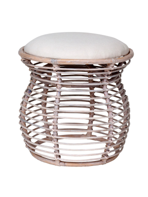 Dickerson Rattan Stool - Off White - East At Main