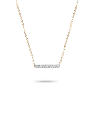 Pave Bar Necklace In Yellow Gold