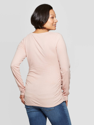 Maternity Long Sleeve Scoop Neck Side Shirred T-shirt - Isabel Maternity By Ingrid & Isabel™