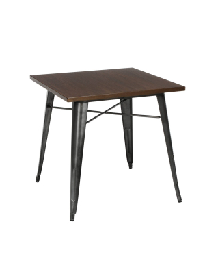 30" Modern Square Dining Table Wooden Tabletop With Galvanized Steel Body - Ofm