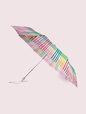 Rainbow Gingham Travel Umbrella