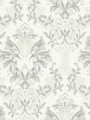 Bold Brocade Wallpaper In Beige From The Impressionist Collection By York Wallcoverings