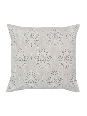 The Grey Aria Damask Square Throw Pillow