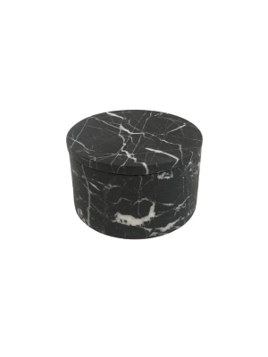 Small Black Marble Cylinder Box