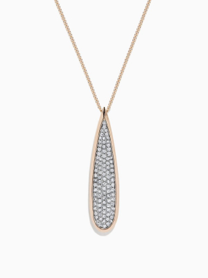 Effy Pave Rose 14k Rose Gold Diamond Drop Pendant, 0.45 Tcw