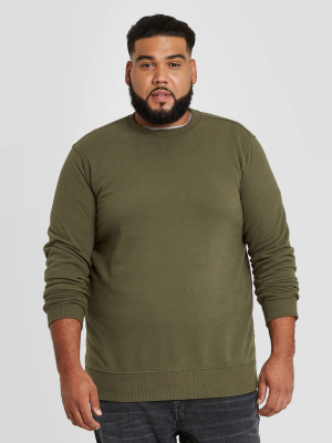 Men's Big & Tall Regular Fit Fleece Crew Sweatshirt - Goodfellow & Co™ Green