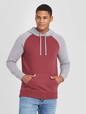 Men's Colorblock Regular Fit Fleece Pullover Hoodie - Goodfellow & Co™ Red