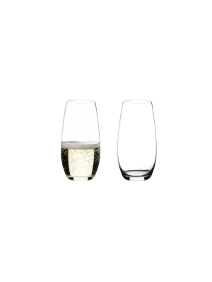 Riedel O Dishwasher Safe Wine Tumbler Champagne Stemless Fine Crystal Flute Glasses, Set Of 2