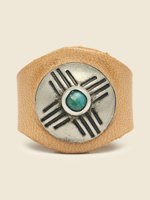 Concho Ring Jr. - Leather/turquoise