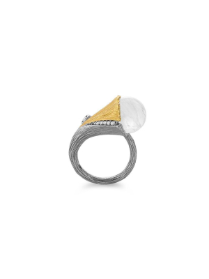 Butterfly Ginkgo Ring With Moonstone And Diamonds