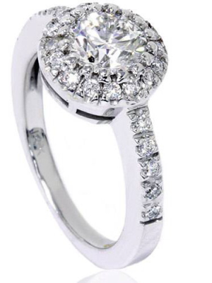 Pompeii3 0.80 Ct Si1 Round Cut Diamond Halo Engagement Ring 14k White Gold Enhanced