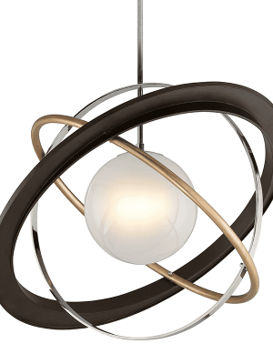 Apogee 1lt Pendant Extra Large Bronze W/ Gold Leaf And Polished Stainless
