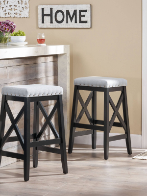 Set Of 2 Greely Farmhouse Barstools - Christopher Knight Home