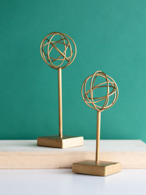 Gold Geometric Sphere Sculpture Decorative Table Top Décor - Foreside Home & Garden