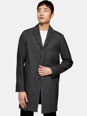 Selected Homme Charcoal Gray Wool Blend Coat