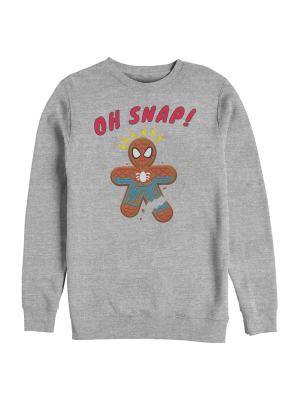 Men's Marvel Christmas Spider-man Snap Gingerbread Cookie Sweatshirt