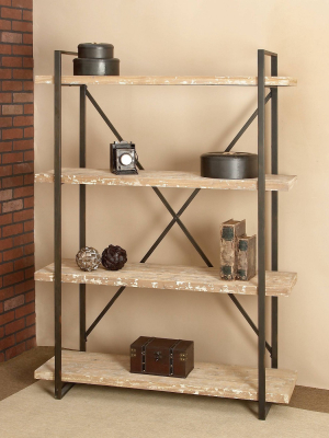 Tall Industrial Metal And Wood Bookshelf Brown - Olivia & May