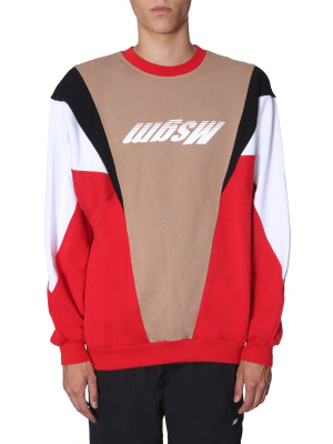 Msgm Colour Block Logo Print Sweater