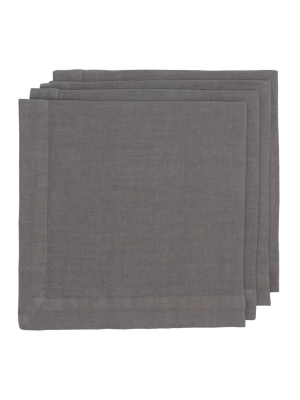 Hg Asphalt Hand-dyed Linen Napkin, 22"