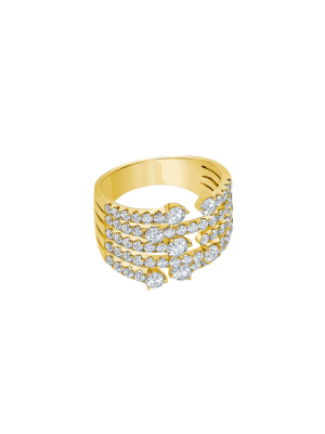 Medium Cage Diamond Ring - Yellow Gold