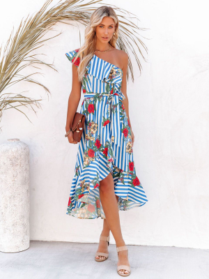 Matador One Shoulder Mixed Print High Low Dress - Final Sale