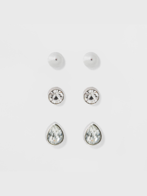 Earring Set 3ct - A New Day™ Silver/clear