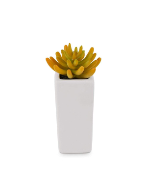 Tall Potted Golden Faux Succulent