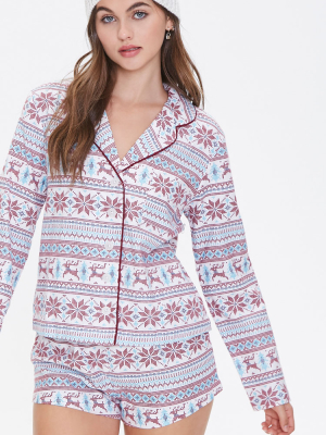 Fair Isle Print Pajama Set