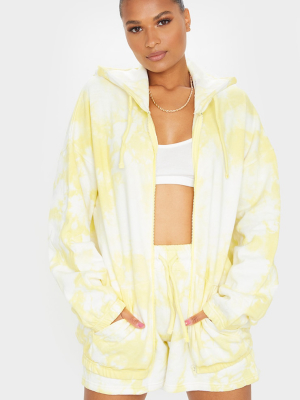 Pastel Yellow Tie Dye Extreme Oversized Zip...