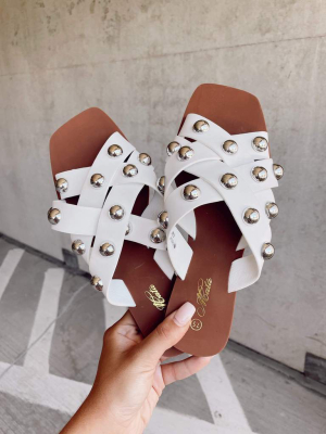 White Jordyn Studded Sandal