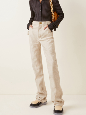 High-rise Cotton Straight-leg Pants