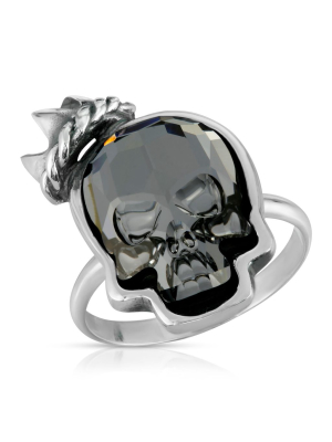 Clear Black Crown Skull Ring