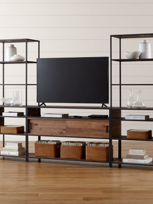 Knox Media Console With 2 Tall Open Bookcases