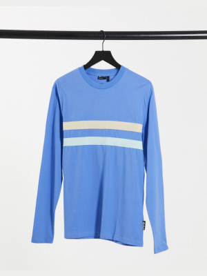 Asos Design Long Sleeve T-shirt With Contrast Panels In Blue