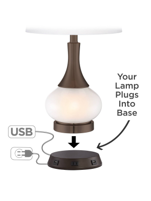 360 Lighting Modern Workstation Table Lamp Base With Usb And Ac Power Outlet Universal Charging Bronze Touch On Off Living Room