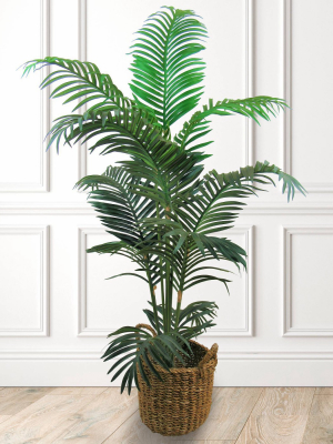 60" X 36" Artificial Areca Palm In Basket With Handles - Lcg Florals