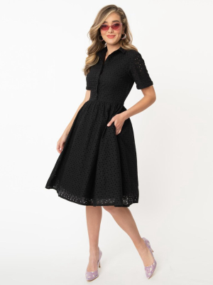 Black Eyelet Harlow Swing Dress