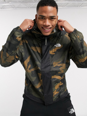 The North Face Yung Blade Wind Jacket In Green Waxed Camo