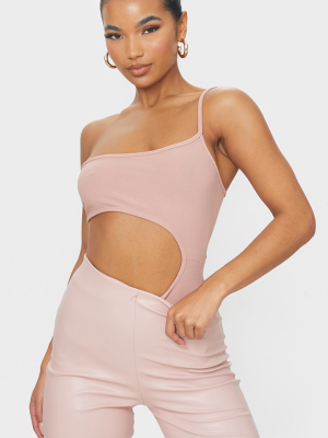 Rose Crepe Cut Out Side Bodysuit