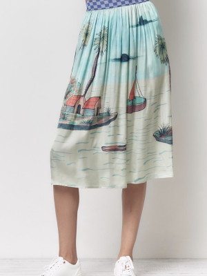 Elina Dirndl Skirt - Seaside Print