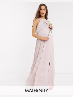 Tfnc Maternity Bridesmaid Exclusive Pleated Maxi Dress In Pink