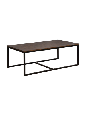 54" Wide Arcadia Acacia Wood Coffee Table Antiqued Mocha - Alaterre Furniture