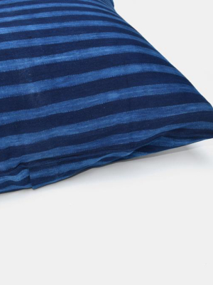 Indigo Thin Stripe Pillow, Square